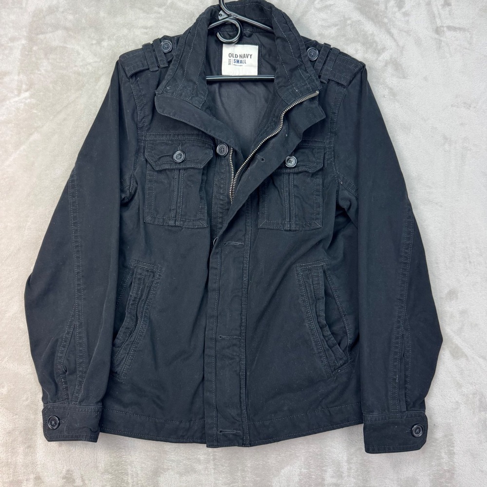 Old Navy Military Field Jacket Mens Small Black Reg Fit Utility Workwear Coat